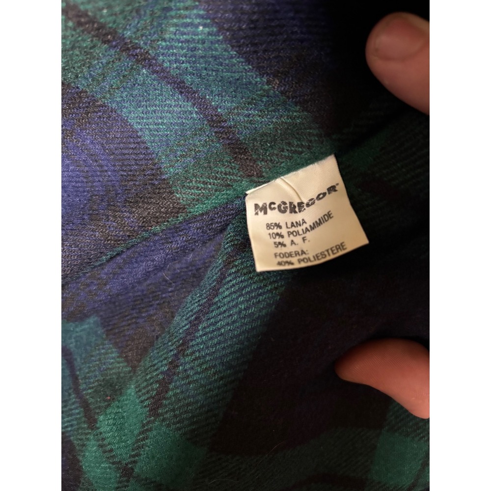 McGregor Mens Navy Blue Wool Blend Double Breasted Pea Coat Plaid Lining Size 52 - Picture 3 of 9